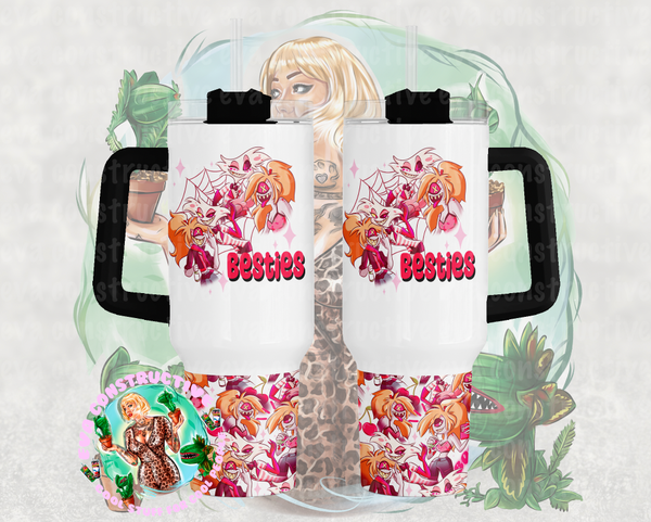40oz Angel and Cherry Bomb Besties handle tumbler