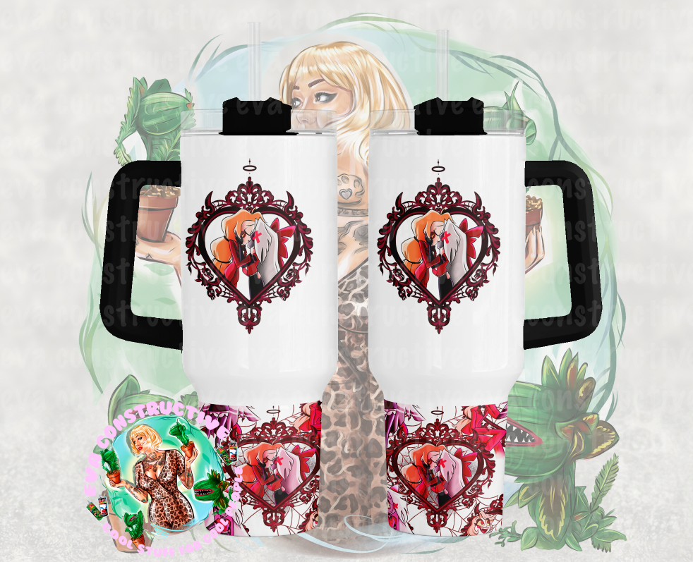 40oz Charlie and Vaggie handle tumbler – Eva Constructive