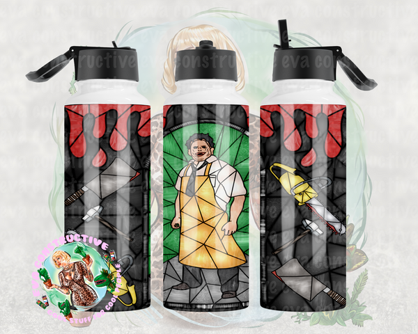 40oz Leather Face Stained Glass Hydro